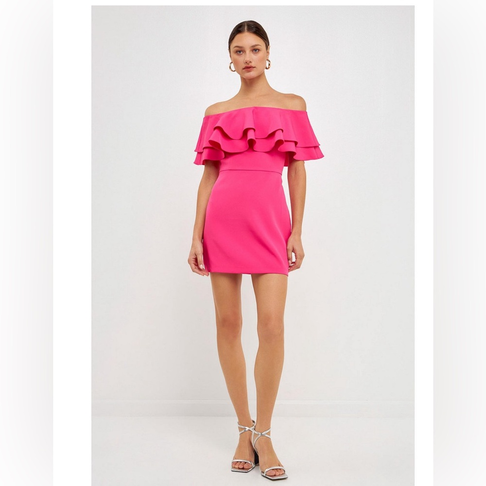 Ruffled Off Shoulder Mini Dress